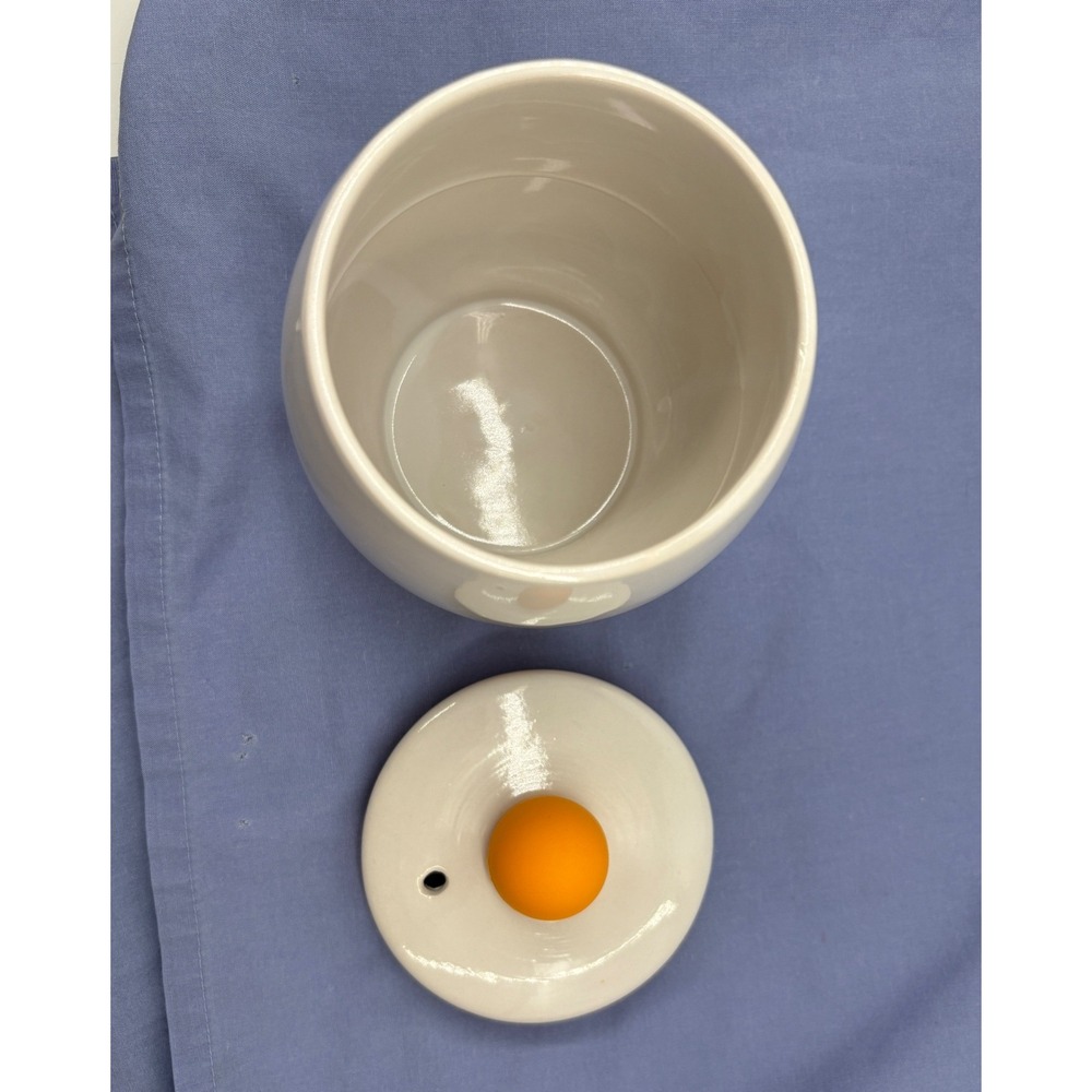 EggTastic Ceramic Microwave Egg Cooker Poacher White Orange As Seen On TV Pot - Picture 3 of 7